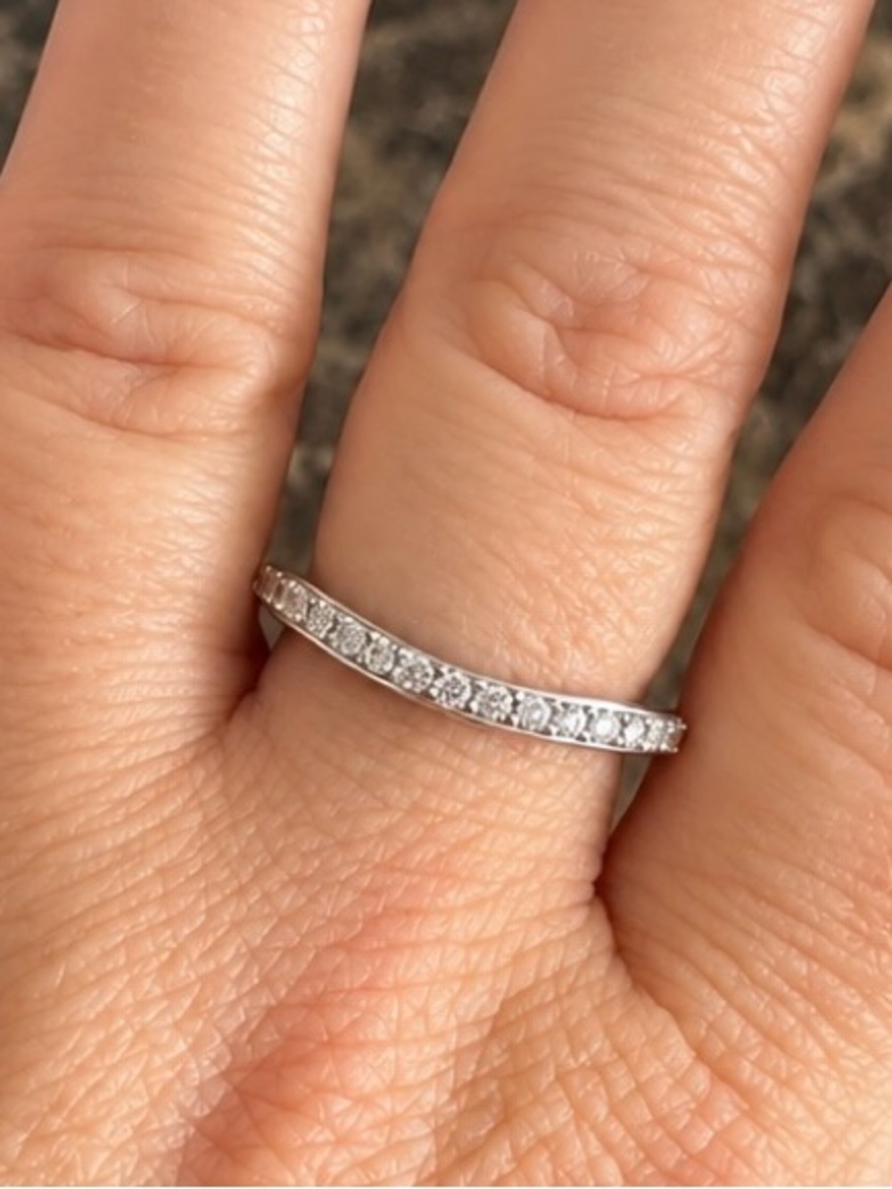 KHR 925 Sterling Silver Curved Wave Ring India Clear Stone Band Size 8.5